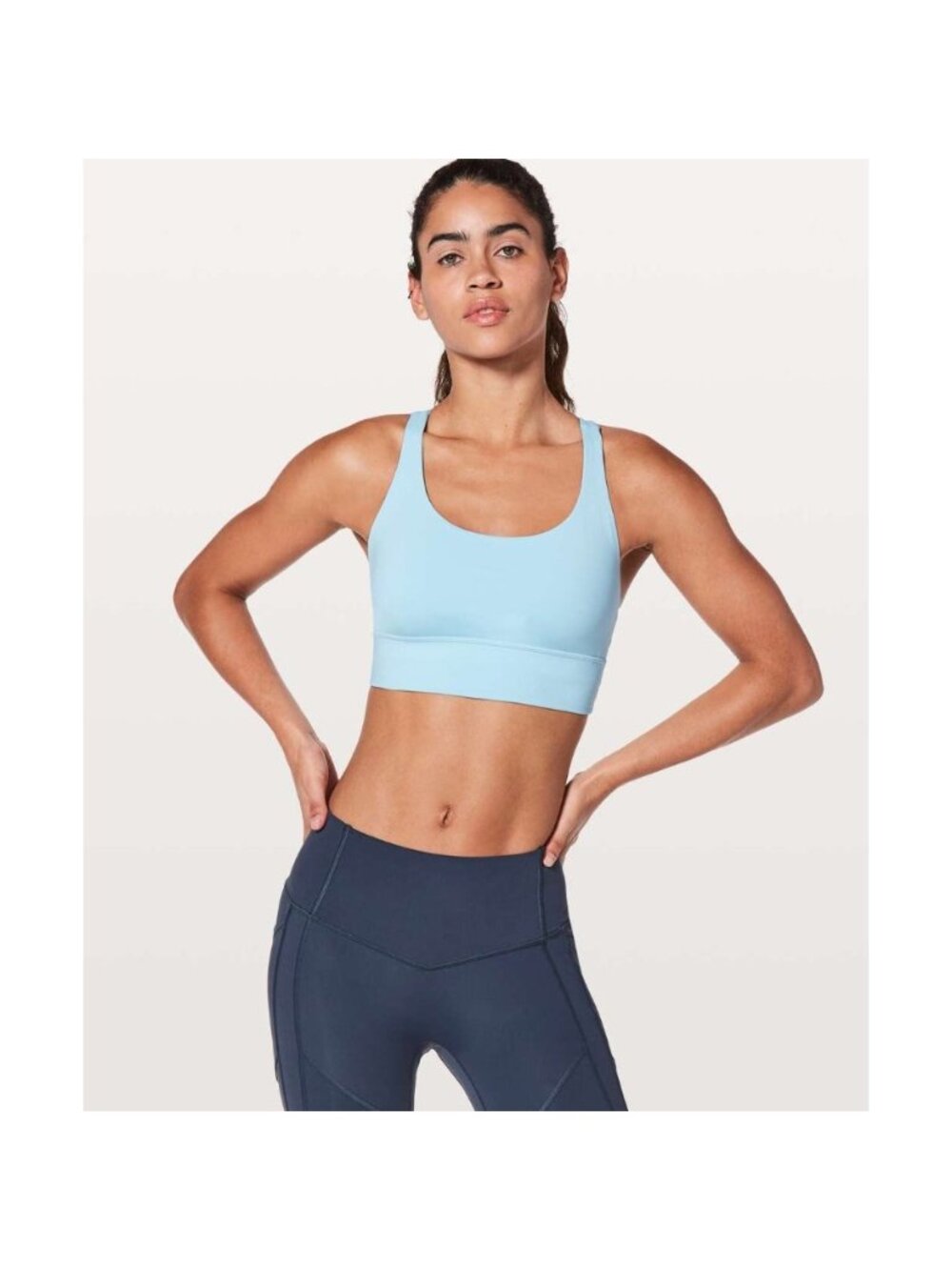 (4) $58 Lululemon Energy Bra *Long Line Blue Glow